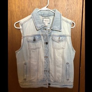 Denim button up vest